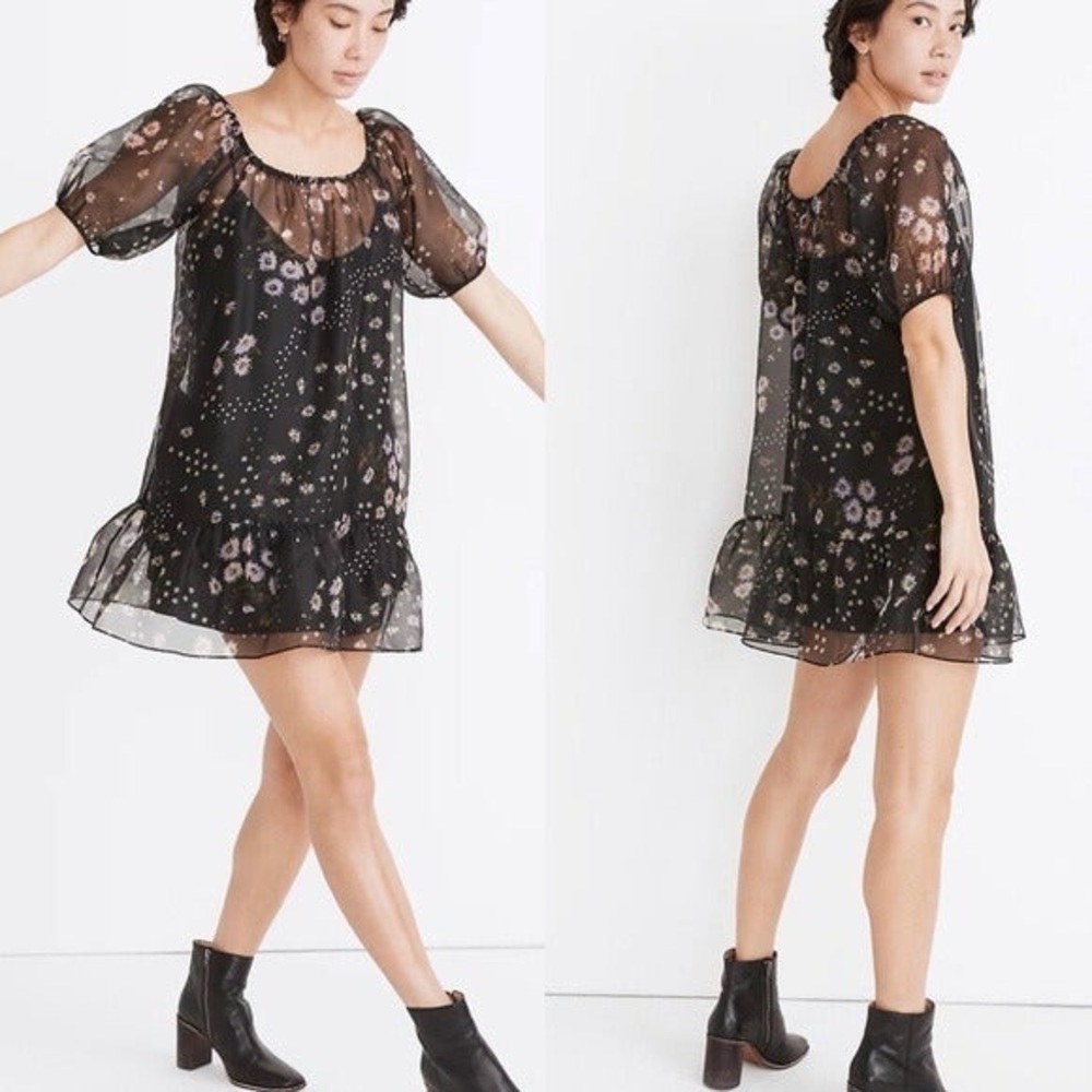 Madewell-Mesh dress with silk underline